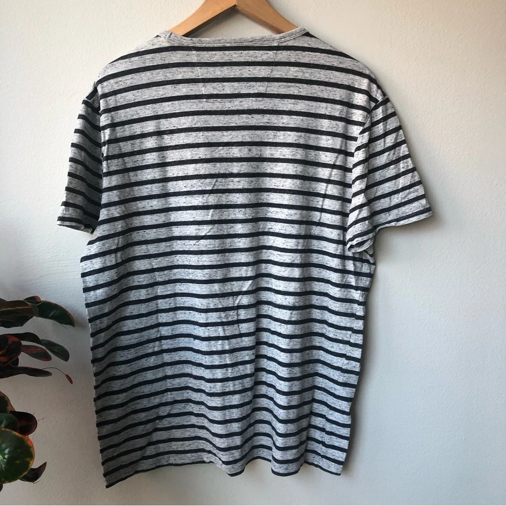 3/$25 BANANA REPUBLIC Men’s Striped 100% Cotton Soft Wash Gray Short Sleeve Tee
